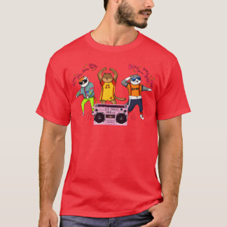 80s Mode Breakdancer Katten Moveo Roze Boombo ret T-shirt