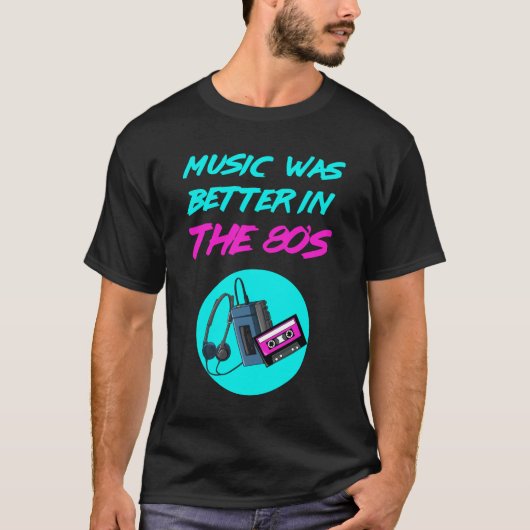 80's Music Casette Tape Neon Retro  T-Shirt (Voorkant)