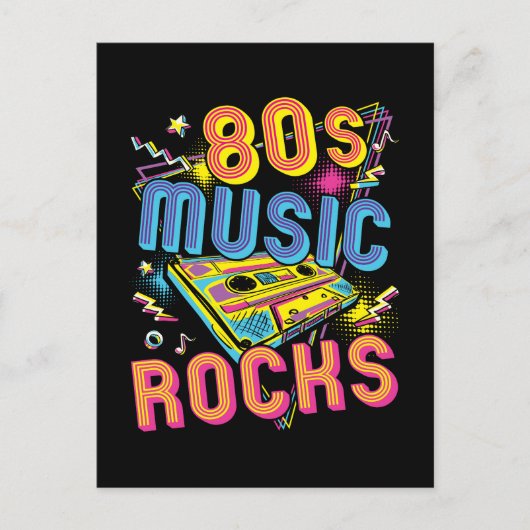 80s Music Rocks 1980s Rock Briefkaart (Voorkant)