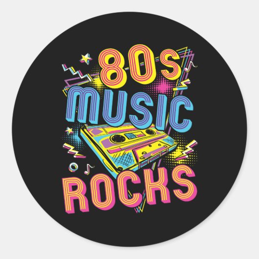 80s Music Rocks 1980s Rock Ronde Sticker (Voorkant)