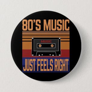 80S MUZIEK GEWOON VOELT RECHTS RONDE BUTTON 7,6 CM