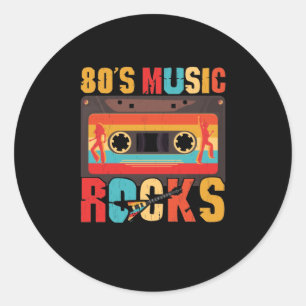 80s muziekRocks -  Retro Distress Eightie Ronde Sticker