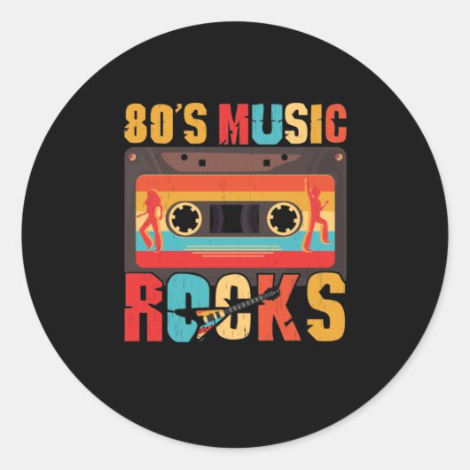 80s muziekRocks -  Retro-stand Ronde Sticker (Voorkant)