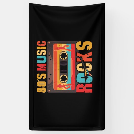 80s muziekRocks - Retro-stand Spandoek (Verticaal)
