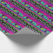 80's Neon Geometrische Stripes en Driehoeken Cadeaupapier (Hoek)