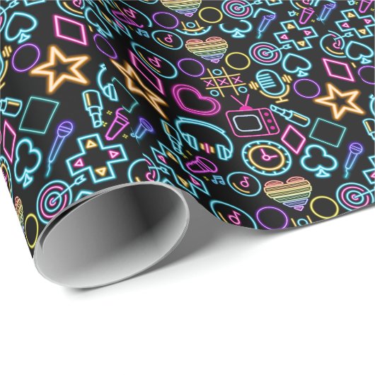  80's Neon Lichtpatroon 01 Cadeaupapier (Rol Hoek)