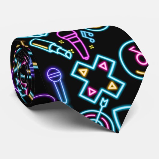  80's Neon Lichtpatroon 01x4 Stropdas (Opgerold)