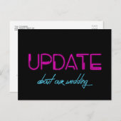 80s Neon light Wedding update aankondiging Briefkaart (Voorkant / Achterkant)