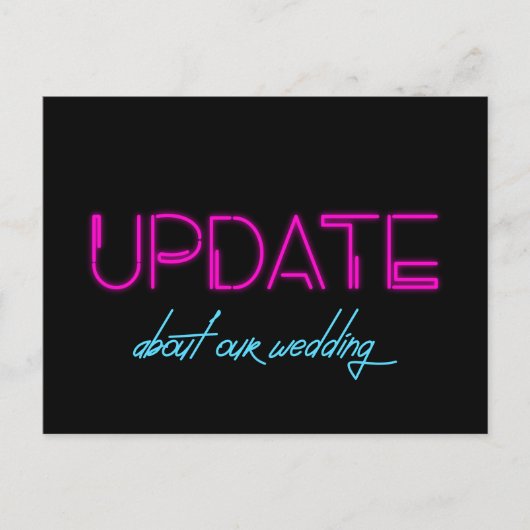 80s Neon light Wedding update aankondiging Briefkaart (Voorkant)