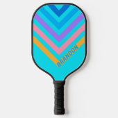 80s Neon Ocean Nostalgische Chevron met Naam Pickleball Paddle (Voorkant)