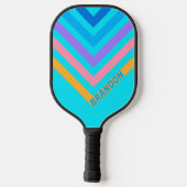 80s Neon Ocean Nostalgische Chevron met Naam Pickleball Paddle (Achterkant)