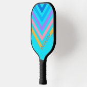 80s Neon Ocean Nostalgische Chevron met Naam Pickleball Paddle (Links)