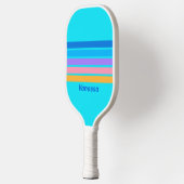 80s Neon Ocean Sky Across Striping met naam Pickleball Paddle (Links)