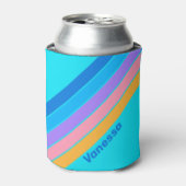 80s Neon Ocean Sky Stripes with Name Blikjeskoeler (Blikje Voorkant)