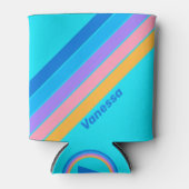 80s Neon Ocean Sky Stripes with Name Blikjeskoeler (Voorkant)