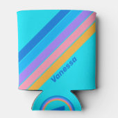 80s Neon Ocean Sky Stripes with Name Blikjeskoeler (Achterkant)