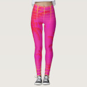 80's Neon Pink Tropical Laser Leggings (Voorkant)