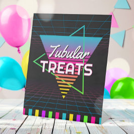 80s Neon Retro Party Food Pedestal Sign Reclamebord Met Voetstuk