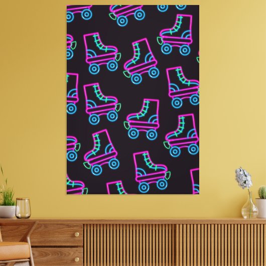 80s Neon Roller-schaatsen Canvas Afdruk (Insitu (Woonkamer))