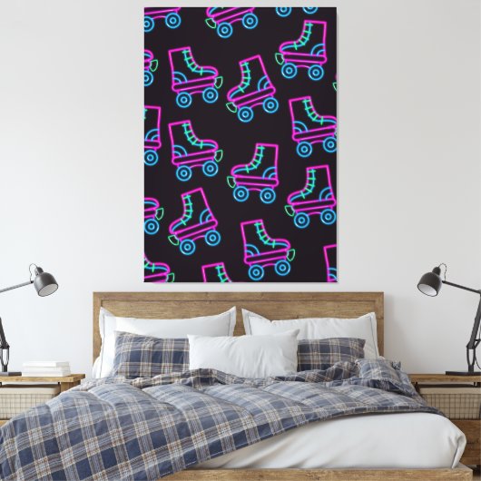 80s Neon Roller-schaatsen Canvas Afdruk (Insitu (Slaapkamer))