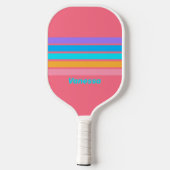 80s Neon Sunrise Across Striping met naam Pickleball Paddle (Achterkant)