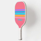 80s Neon Sunrise Across Striping met naam Pickleball Paddle (Links)
