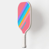 80s Neon Sunrise Gestreept met Naam Pickleball Paddle (Links)