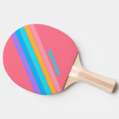 80s Neon Sunrise Gestreept met Naam Tafeltennisbatje (Zijkant)