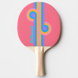80s Neon Sunrise Loop met Naam Tafeltennisbatje