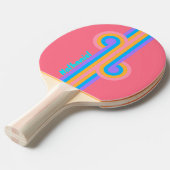 80s Neon Sunrise Loop met Naam Tafeltennisbatje (Voorkant Gekanteld)