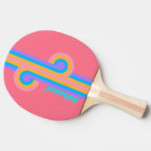 80s Neon Sunrise Loop met Naam Tafeltennisbatje (Zijkant)