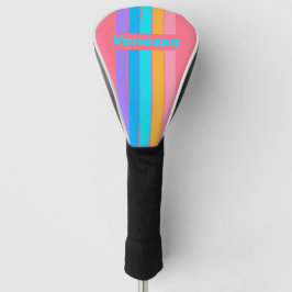 80s Neon Sunrise Speld Gestreept met Naam Golfheadcover