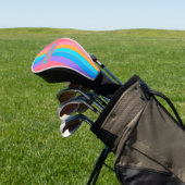 80s Neon Sunrise Speld Gestreept met Naam Golfheadcover (Insitu)