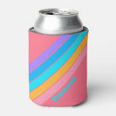 80s Neon Sunrise Stripes with Name Blikjeskoeler (Blikje Voorkant)