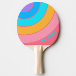 80s Neon Zonsopgang Cirkel Streep met Naam Tafeltennisbatje