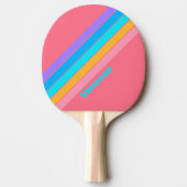 80s Neon Zonsopgang Gestreepte met Naam Tafeltennisbatje (Voorkant)