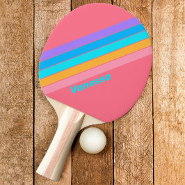 80s Neon Zonsopgang Gestreepte met Naam Tafeltennisbatje