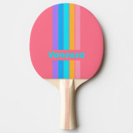 80s Neon Zonsopgang Speld Gestreept met Naam Tafeltennisbatje