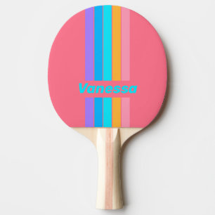 80s Neon Zonsopgang Speld Gestreept met Naam Tafeltennisbatje