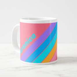 80s Neon Zonsopgang Strepen met Naam Grote Koffiekop