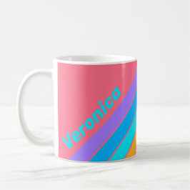 80s Neon Zonsopgang Strepen met Naam Koffiemok