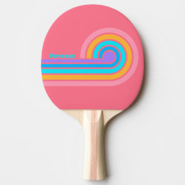 80s Neon Zonsopgang Strepen met Naam Tafeltennisbatje