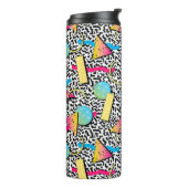 80s New Wave Retro Patroon Thermische Tumbler Thermosbeker (Gedraaid links)