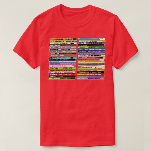 80s New Wave Singles Retro CD Collectie T-shirt (Design voorkant)