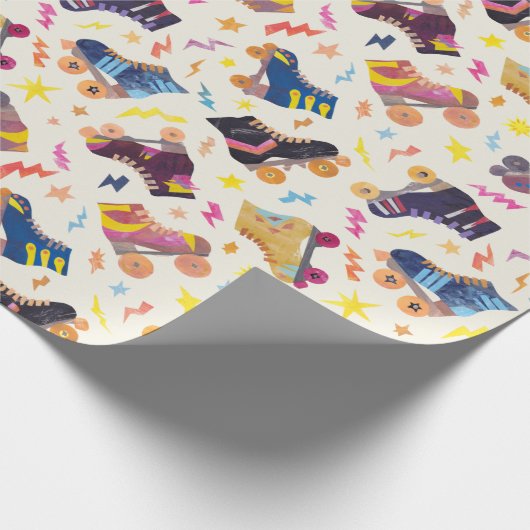 80s Nostalgia Collage Roller Schaatsen Cadeaupapier (Hoek)