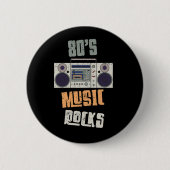 80s Old Rock Music Party Cassette Radio Ronde Button 5,7 Cm (Voorkant)