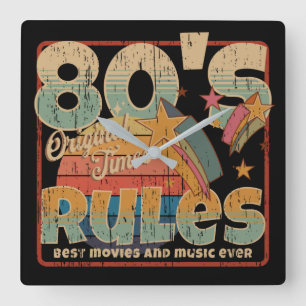 80s oorspronkelijke tijden met nood T-Shirt Vierkante Klok