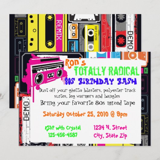 80s partijdig uitnodiging deel duex (Voorkant / Achterkant)