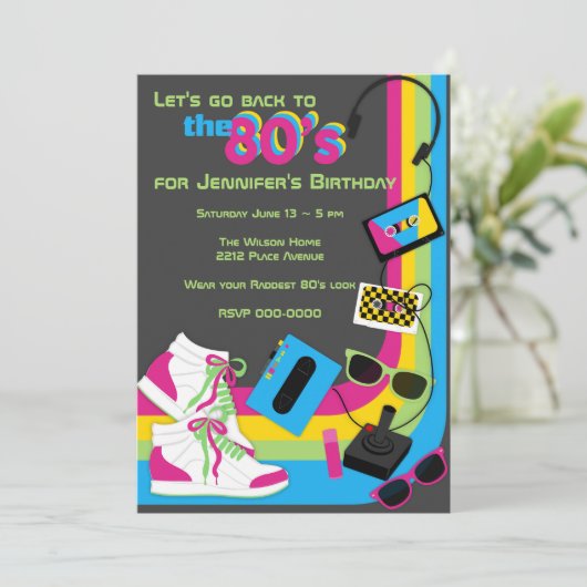 80s partijuitnodiging kaart (Staand voorkant)