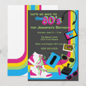 80s partijuitnodiging kaart (Voorkant / Achterkant)